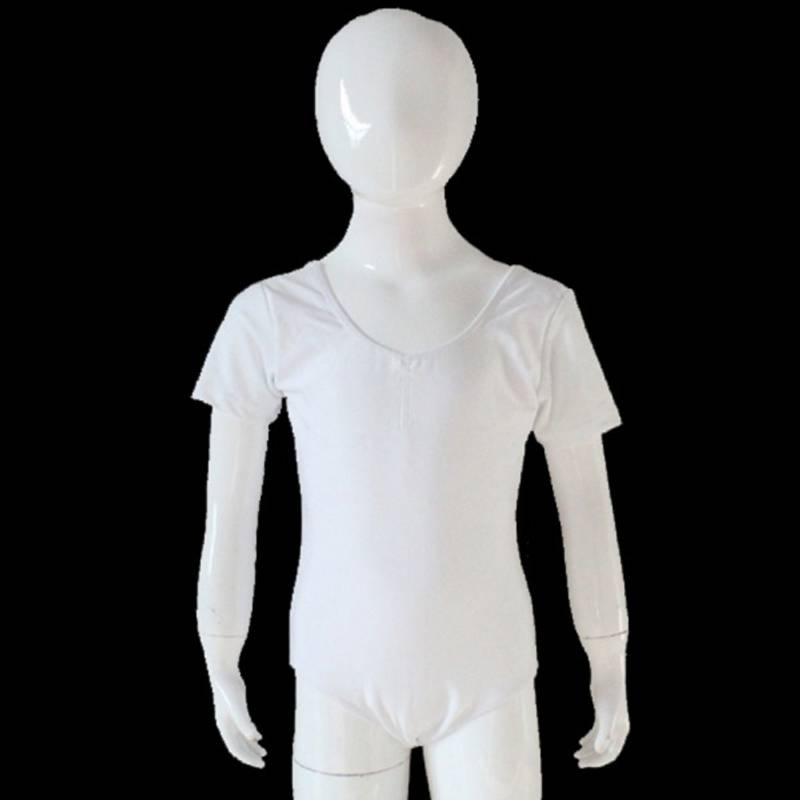 Hvit kortermet leotard nylon